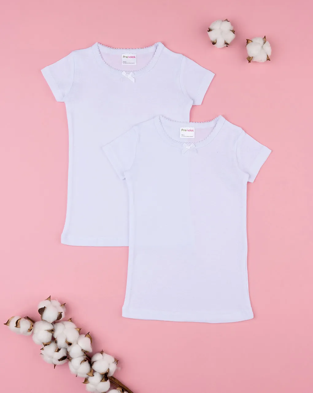             Pack 2 t-shirt bambino manica corta con bordo croquette        