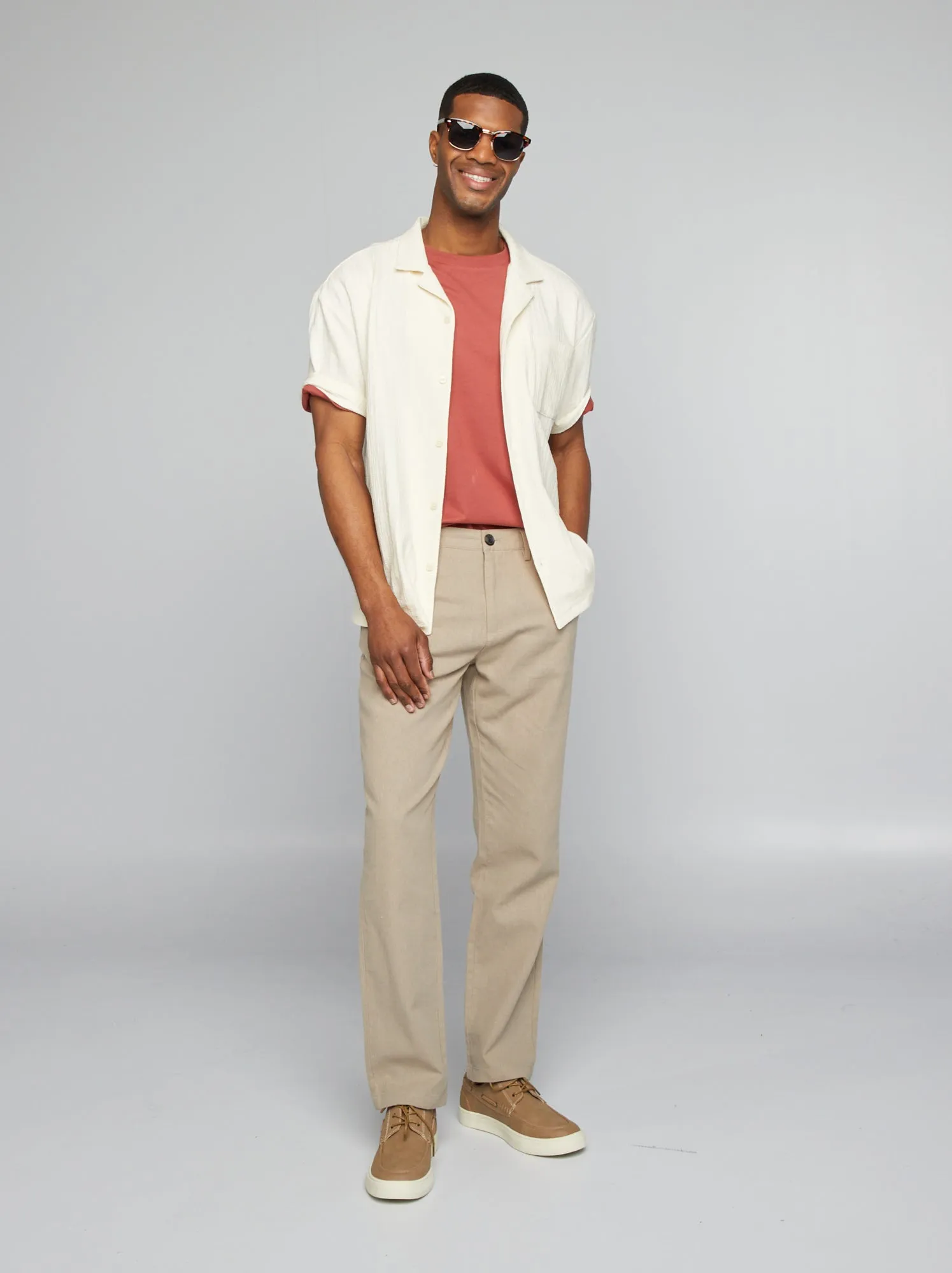 Pantaloni chino in lino - GRIGIO
