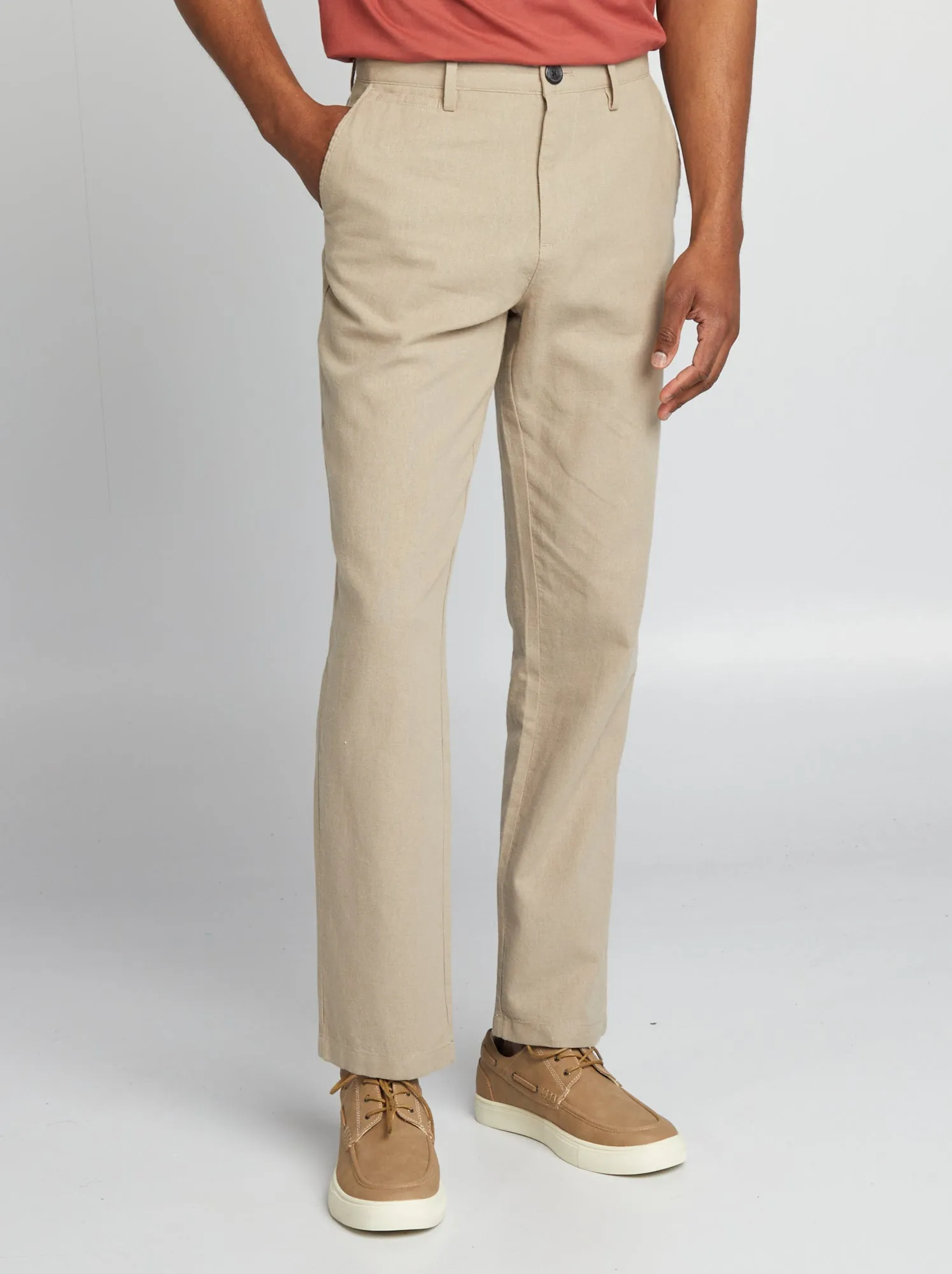 Pantaloni chino in lino - GRIGIO