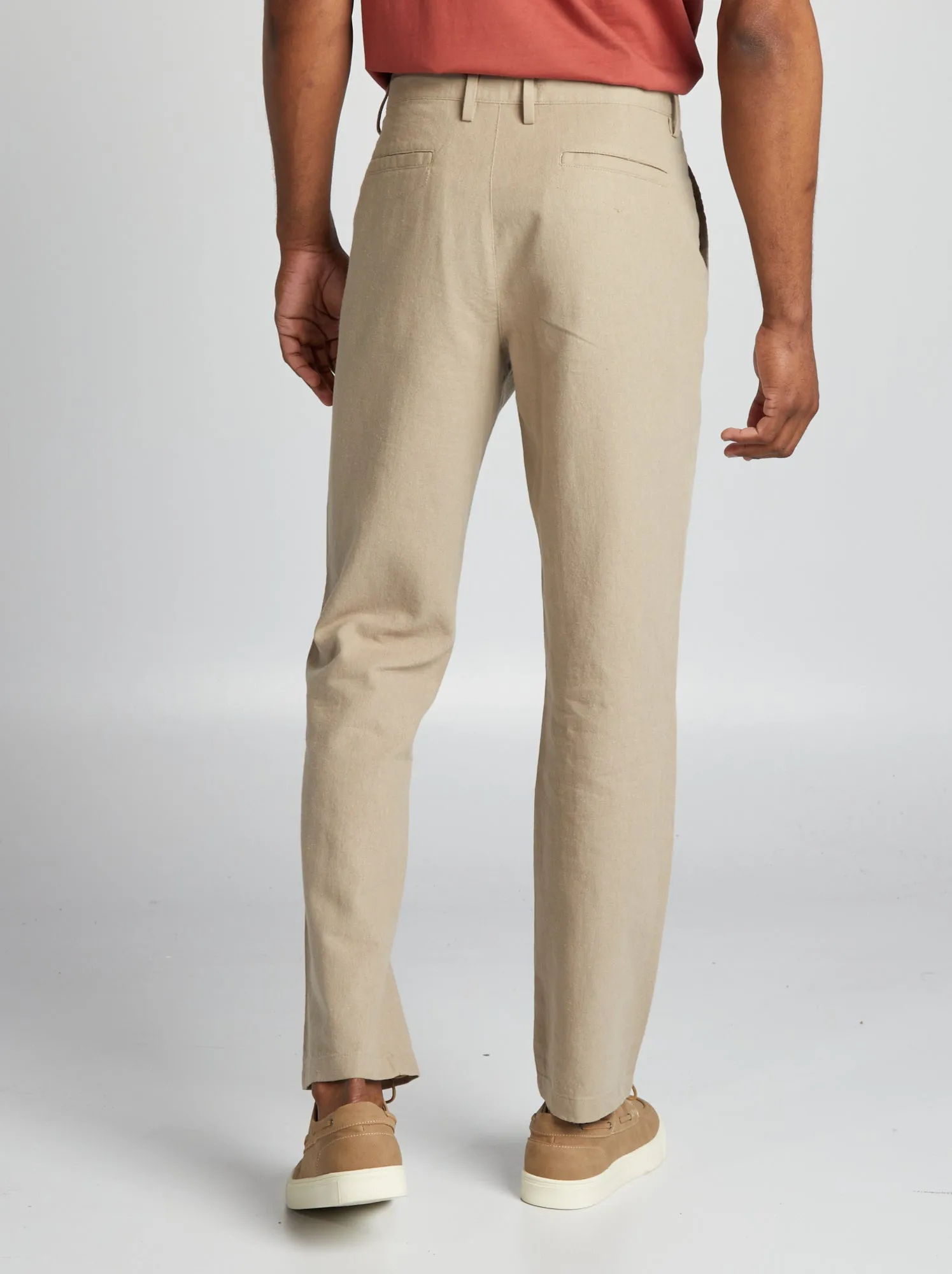 Pantaloni chino in lino - GRIGIO
