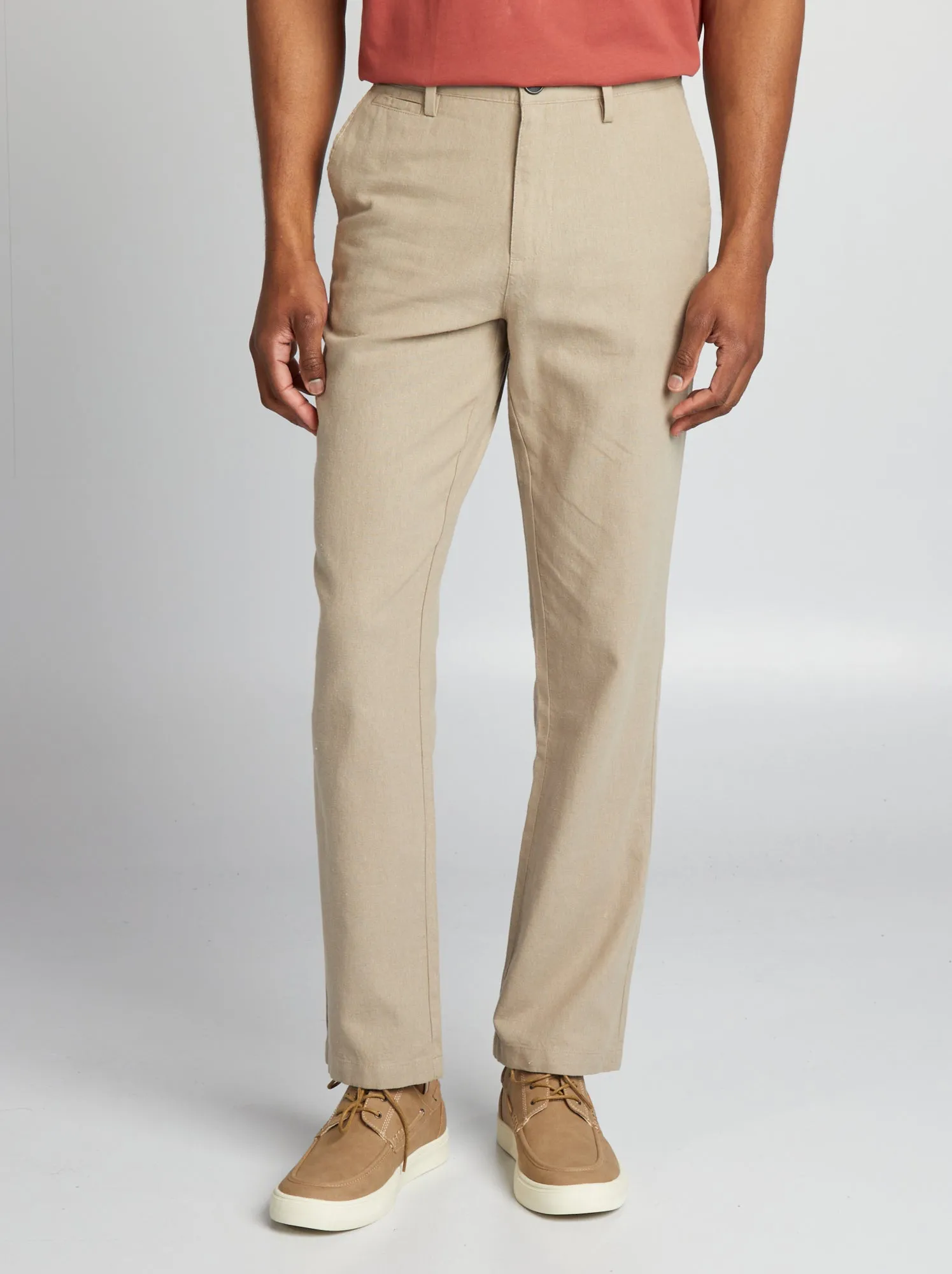 Pantaloni chino in lino - GRIGIO
