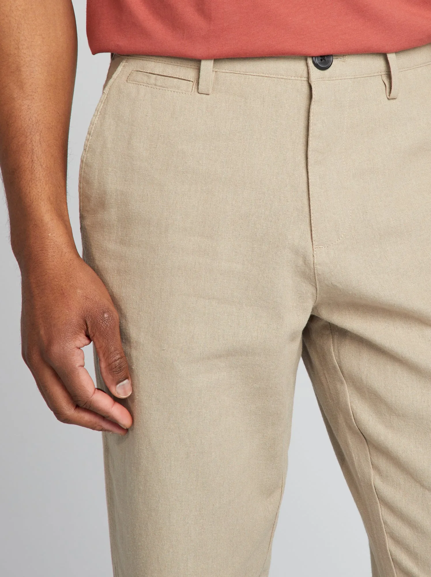 Pantaloni chino in lino - GRIGIO