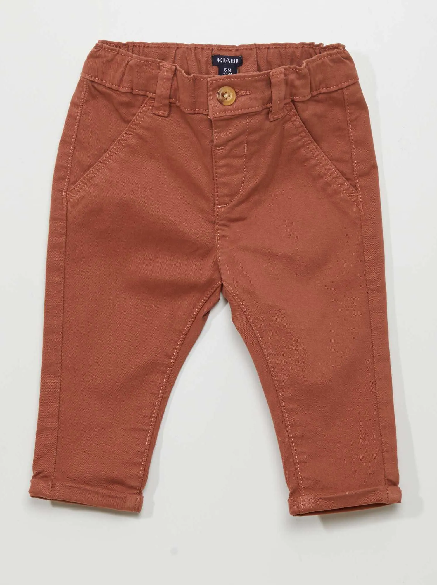 Pantaloni chino in tinta unita - MARRONE
