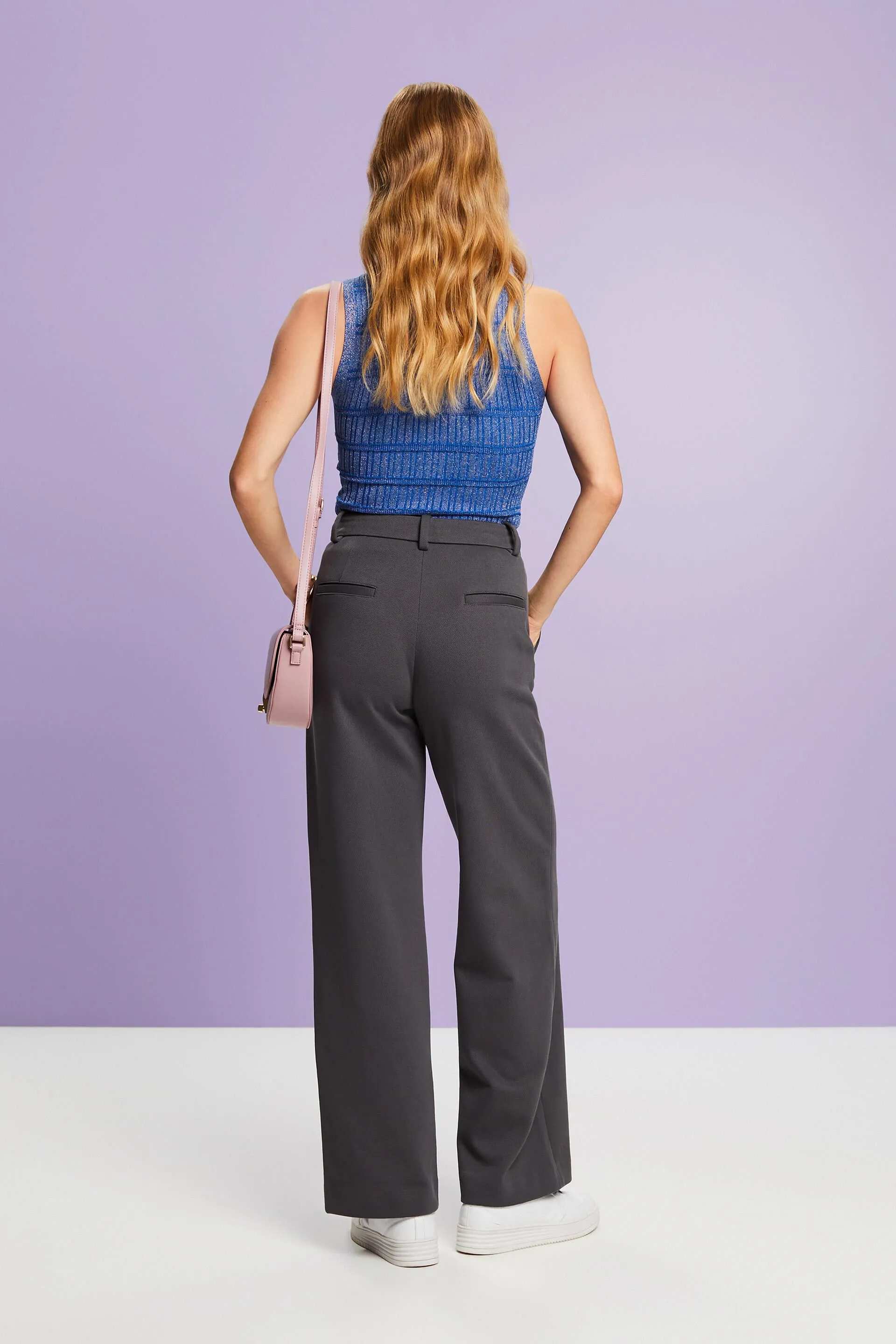 Pantaloni dritti in jersey di piqué