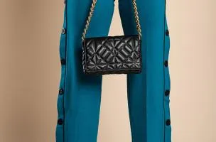 Pantaloni eleganti con bottoni, petrolio