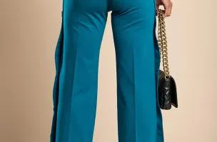 Pantaloni eleganti con bottoni, petrolio
