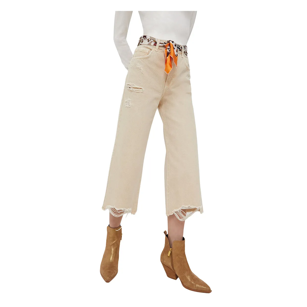 Pantaloni Liu-Jo Flare Vita Alta Avorio