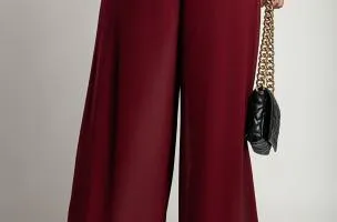 Pantaloni lunghi eleganti Veronna, bordeaux