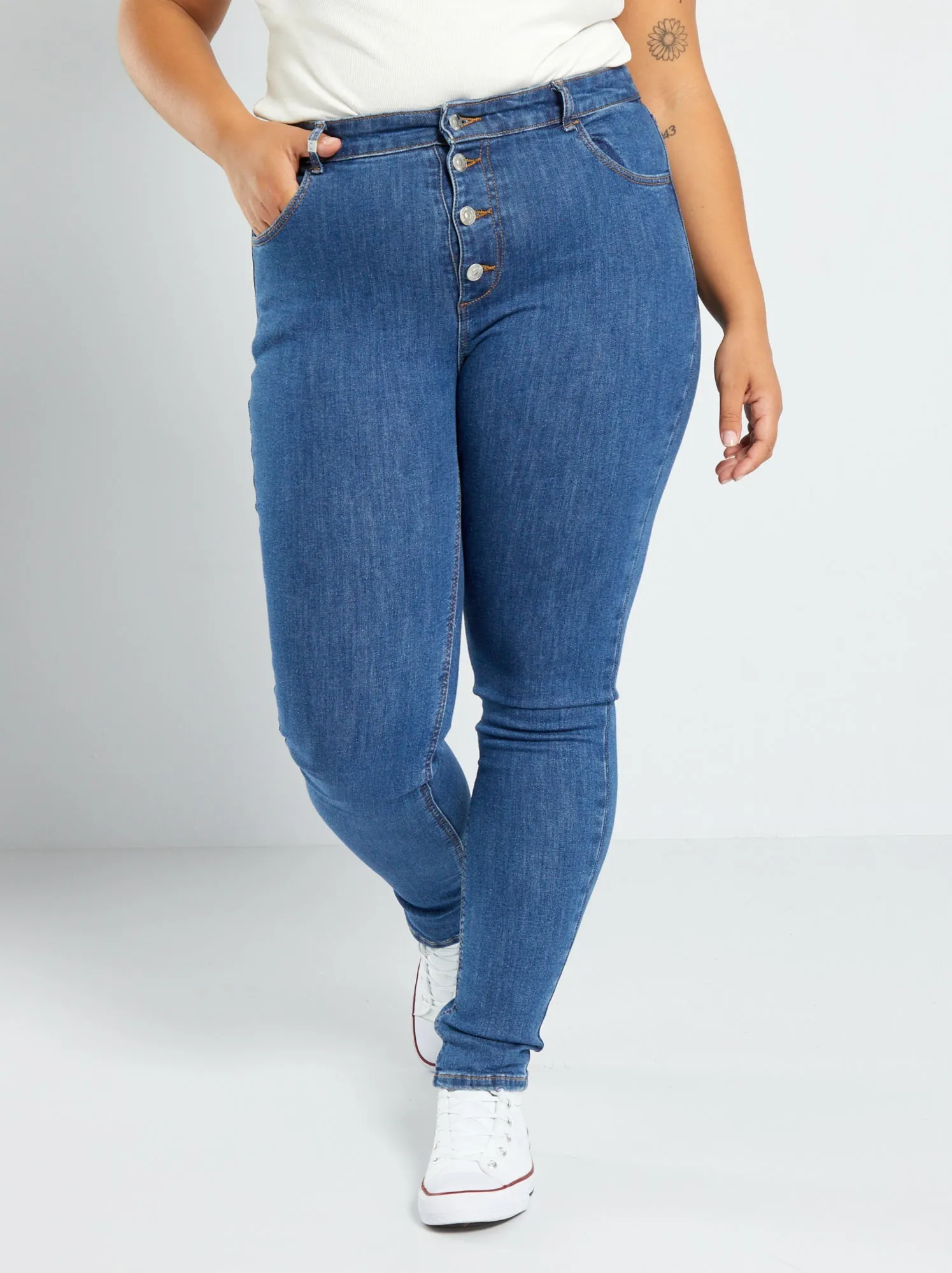 Pantaloni skinny stretch - 5 tasche - L30 - BLU