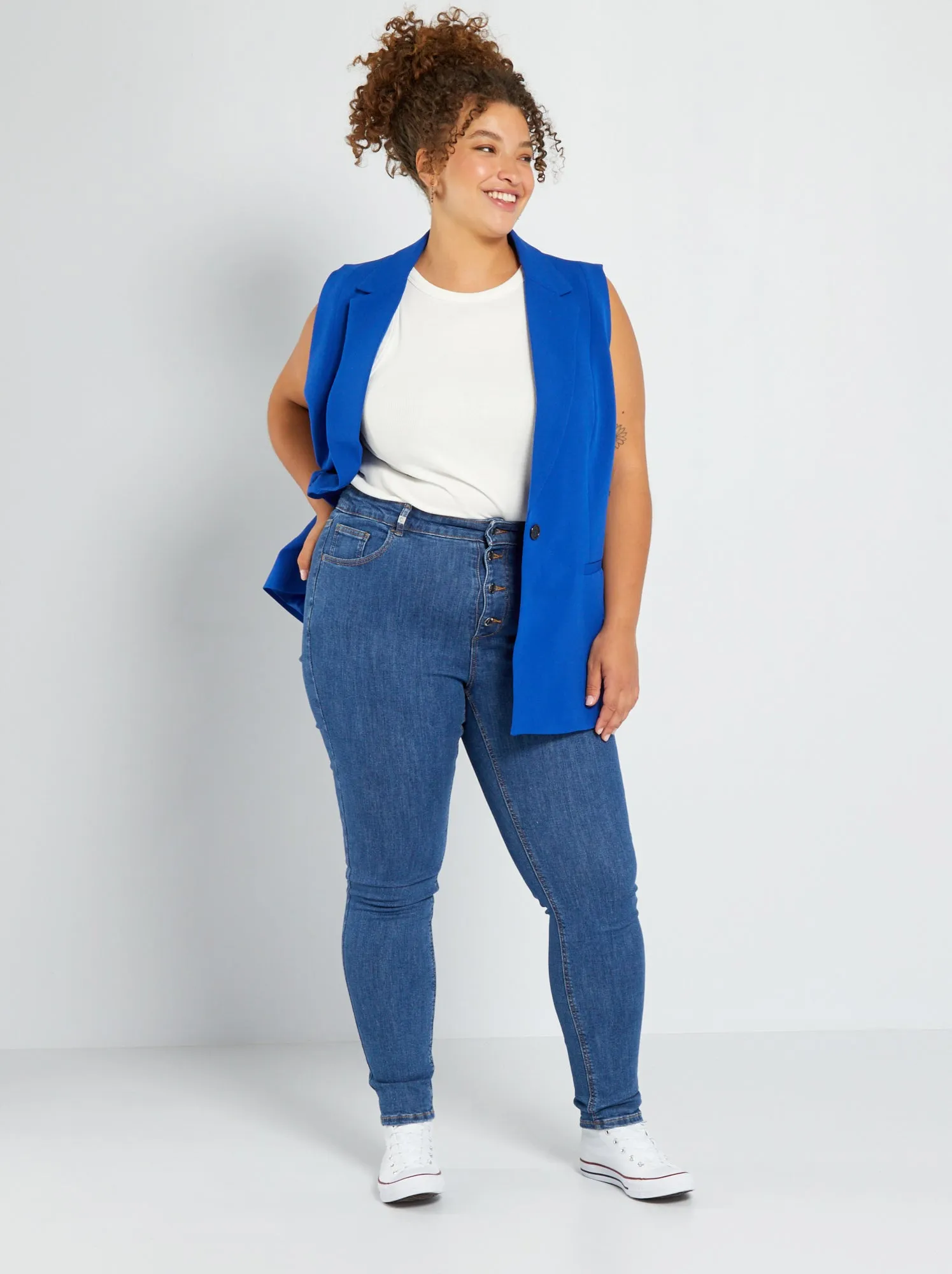 Pantaloni skinny stretch - 5 tasche - L30 - BLU