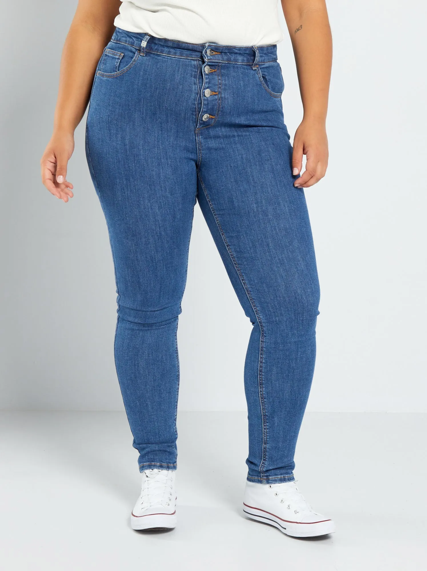 Pantaloni skinny stretch - 5 tasche - L30 - BLU