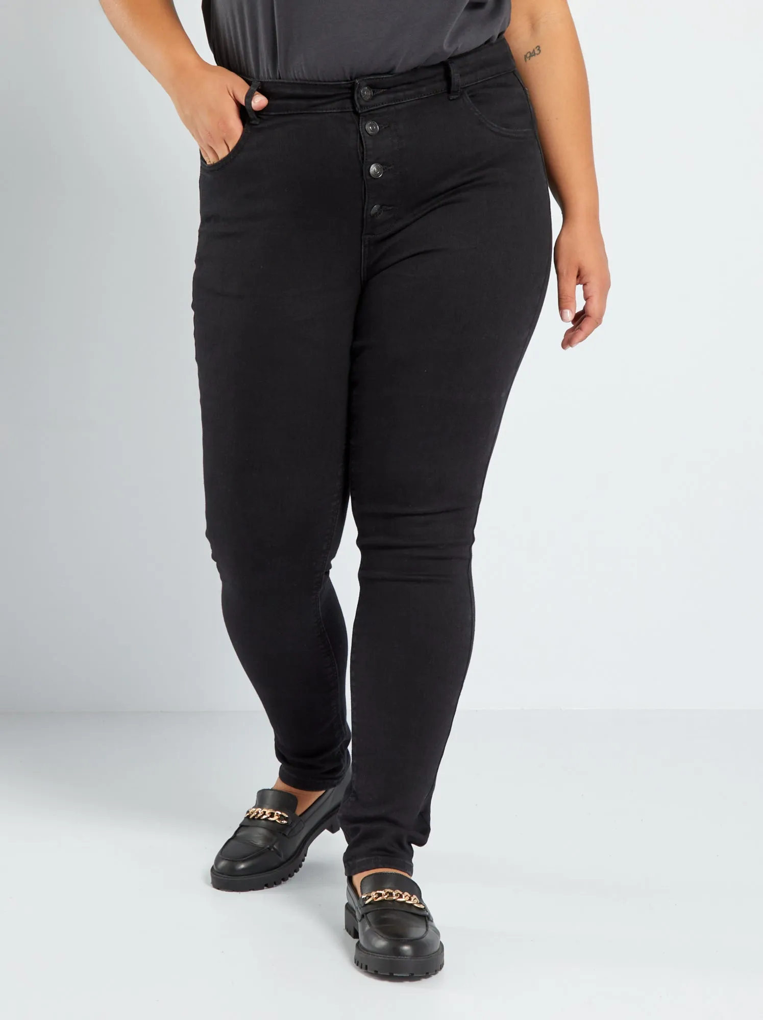 Pantaloni skinny stretch - 5 tasche - L30 - NERO