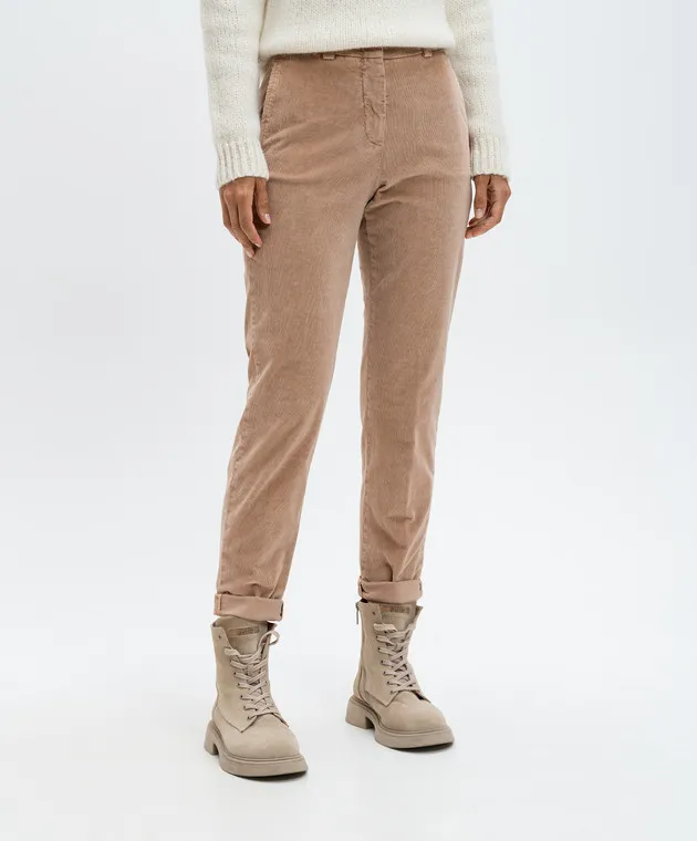 Peserico Pantaloni di velluto a coste marroni P04680T303646