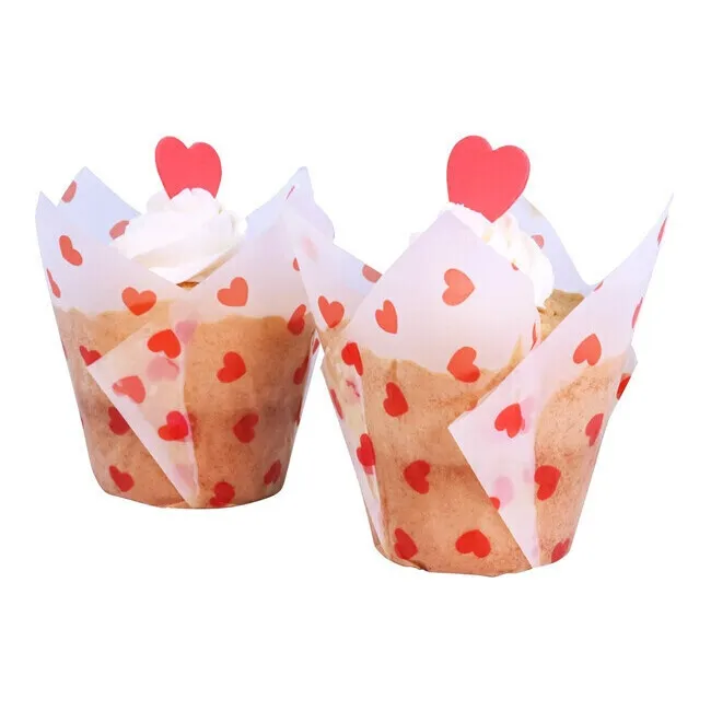 Pirottini di carta per muffin a tulipano per San Valentino - PME - 24 pz.