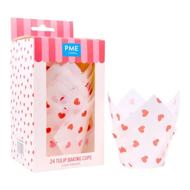 Pirottini di carta per muffin a tulipano per San Valentino - PME - 24 pz.