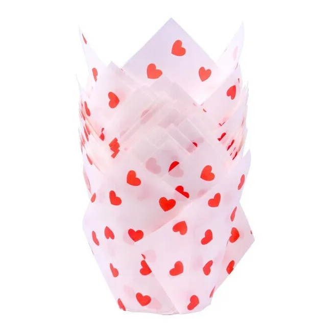 Pirottini di carta per muffin a tulipano per San Valentino - PME - 24 pz.