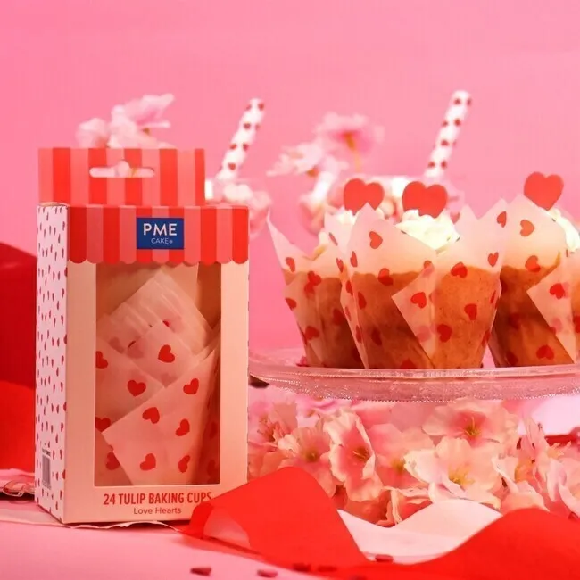 Pirottini di carta per muffin a tulipano per San Valentino - PME - 24 pz.