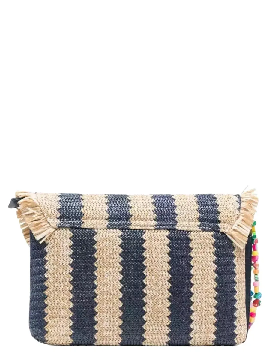 Pochette Elegante in Paglia con Frange e Strisce