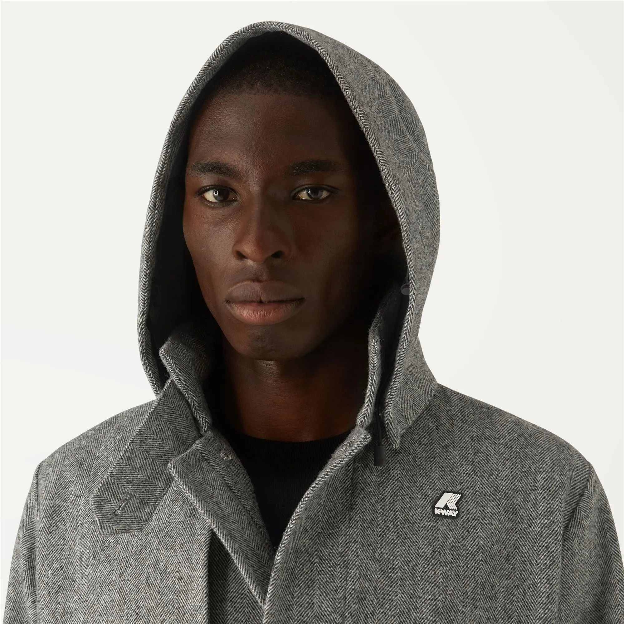 POIROL WOOL 2L BLACK PURE-WHITE HARRINGBONE PATTERN