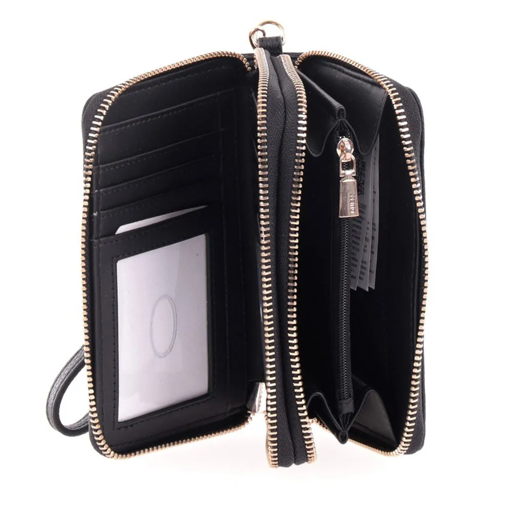 Portafoglio Donna GUESS con Due Scomparti Linea Meridian Colore Nero