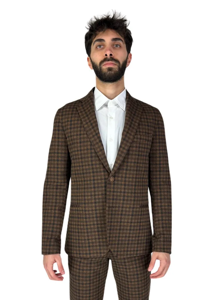 Privat Fashion giacca monopetto a quadri in misto viscosa Eros-gks900/q