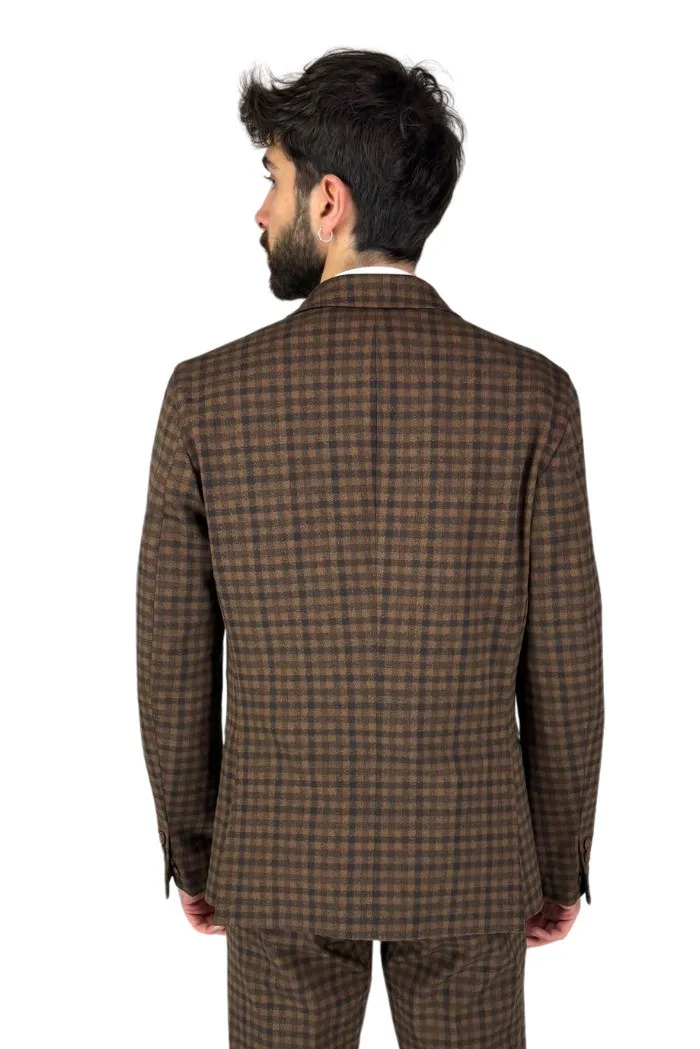 Privat Fashion giacca monopetto a quadri in misto viscosa Eros-gks900/q