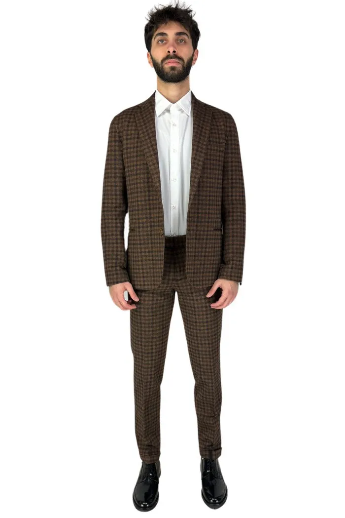 Privat Fashion giacca monopetto a quadri in misto viscosa Eros-gks900/q