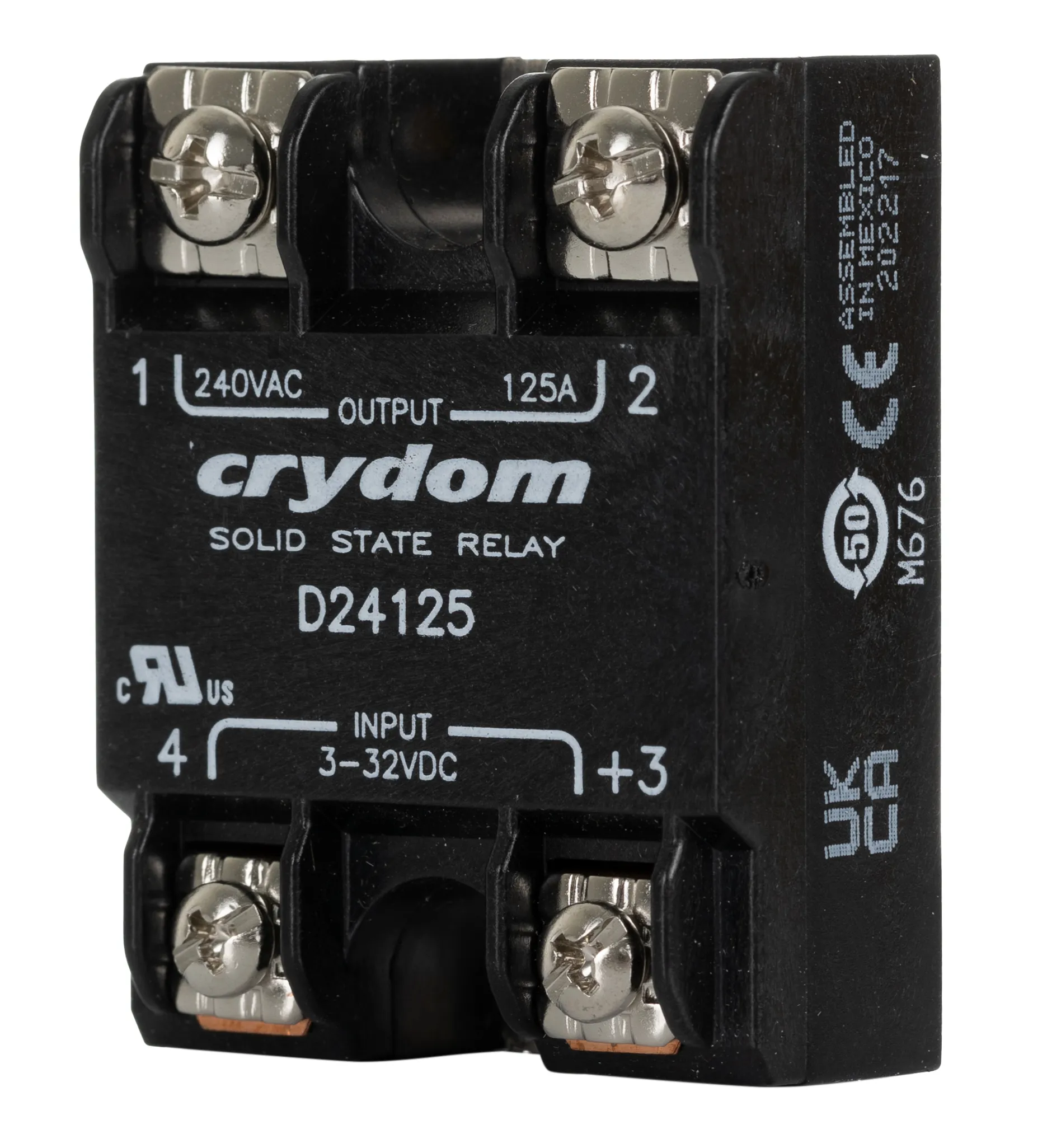 Relè a stato solido D24125, Montaggio superficiale, 125 A rms, 280 V rms, Zero-cross SERIES 1