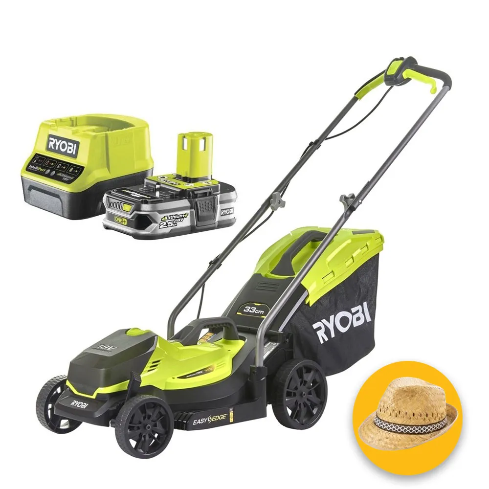 Ryobi RLM18C33B25 - Rasaerba Tagliaerba a batteria 18V, 1 batteria da 2,5 Ah