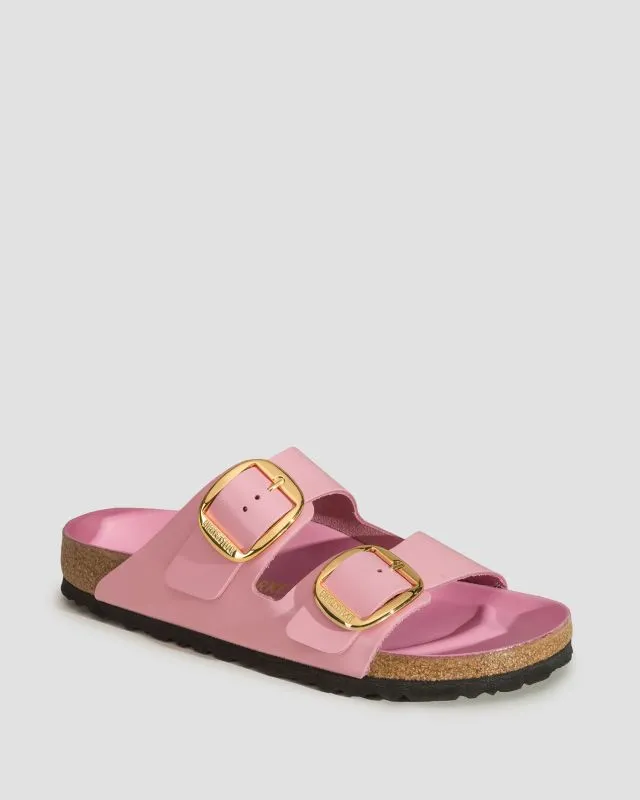 Różowe klapki damskie Birkenstock Arizona Big Buckle Natural Leather Patent Narrow 1026532-hsfp