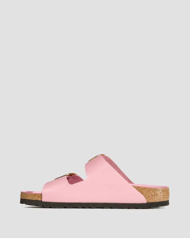 Różowe klapki damskie Birkenstock Arizona Big Buckle Natural Leather Patent Narrow 1026532-hsfp