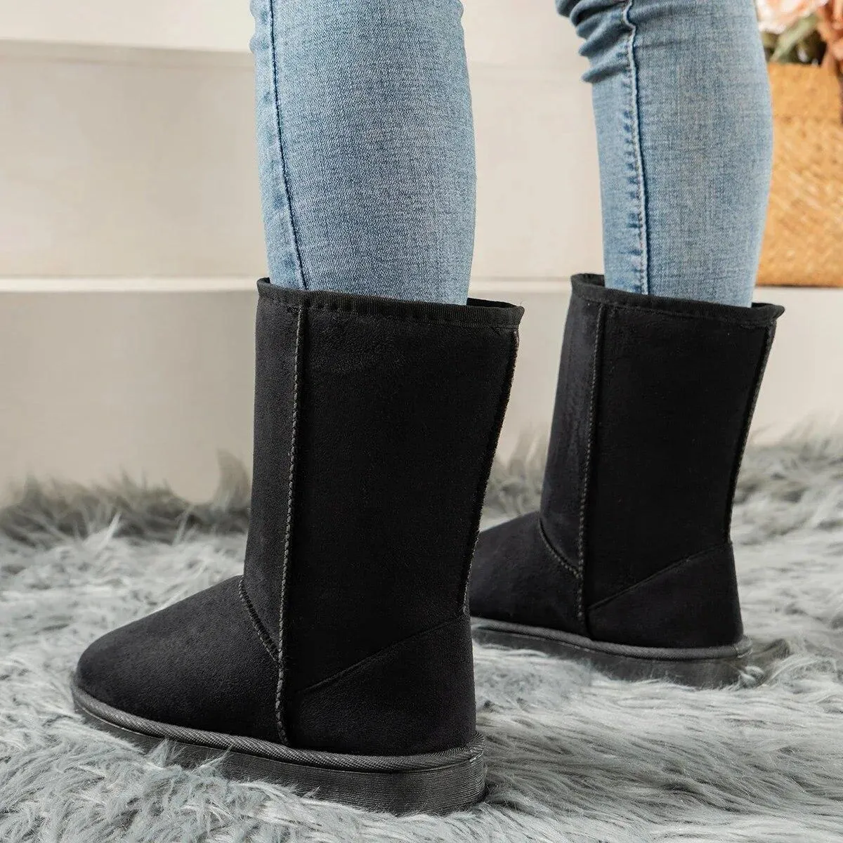 Scarpe da donna in vendita Stivali invernali da donna slip on a metà polpaccio di alta qualità Stivali da neve casual solidi di