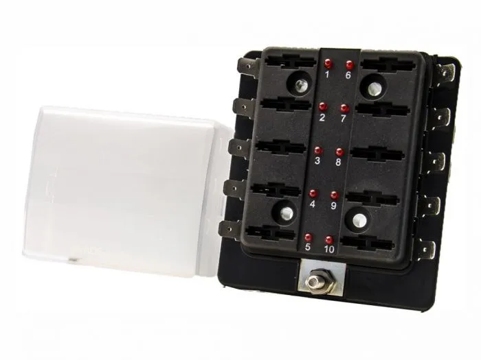 Scatola portafusibili a 10 vie con spie LED