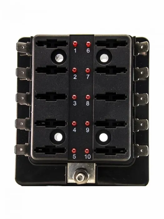 Scatola portafusibili a 10 vie con spie LED