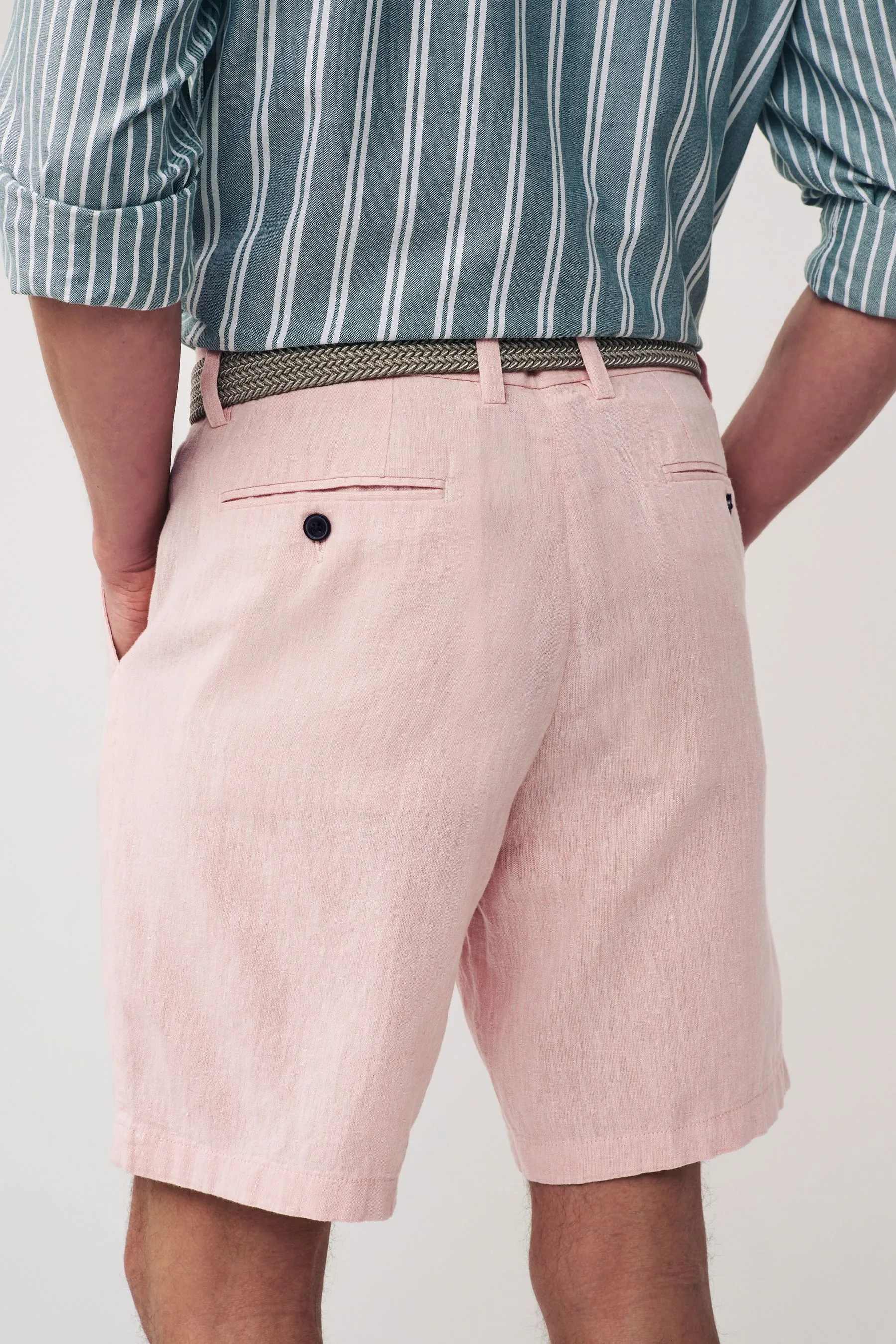 Shorts chino in lino cotone con cintura inclusa