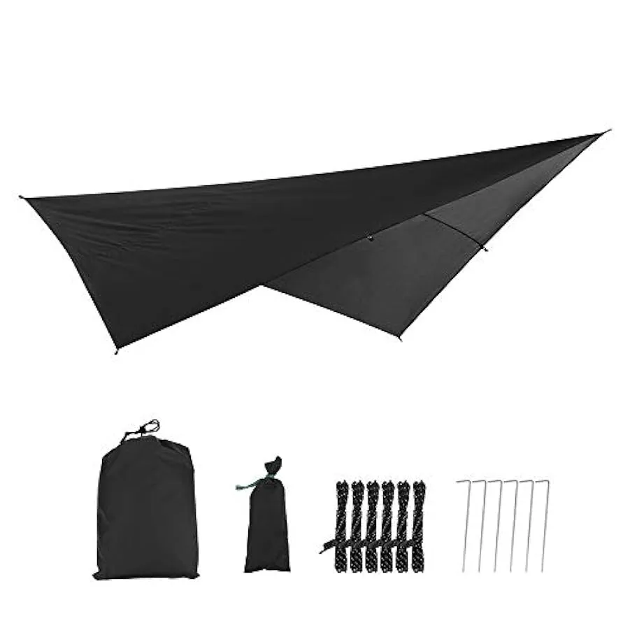 Skyout Amaca Rain Fly Tarp, Rifugio Amaca Leggera Idrorepellente Impermeabile Durevole Portatile e Compatto Inclusa di Pali e pi