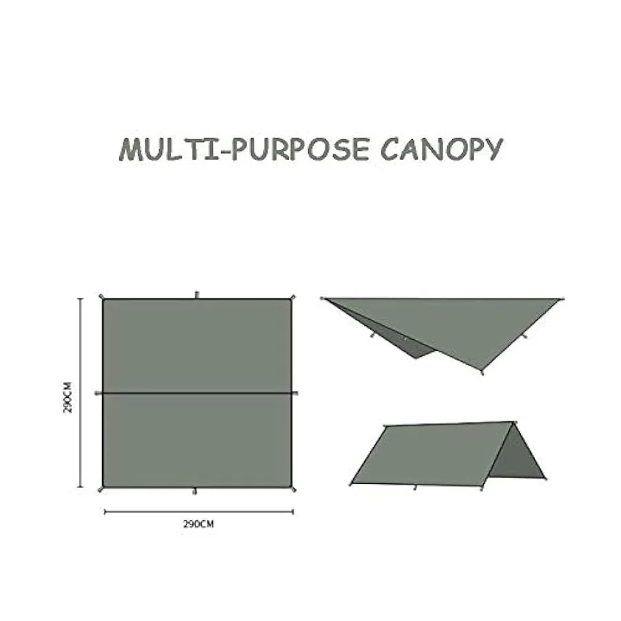 Skyout Amaca Rain Fly Tarp, Rifugio Amaca Leggera Idrorepellente Impermeabile Durevole Portatile e Compatto Inclusa di Pali e pi