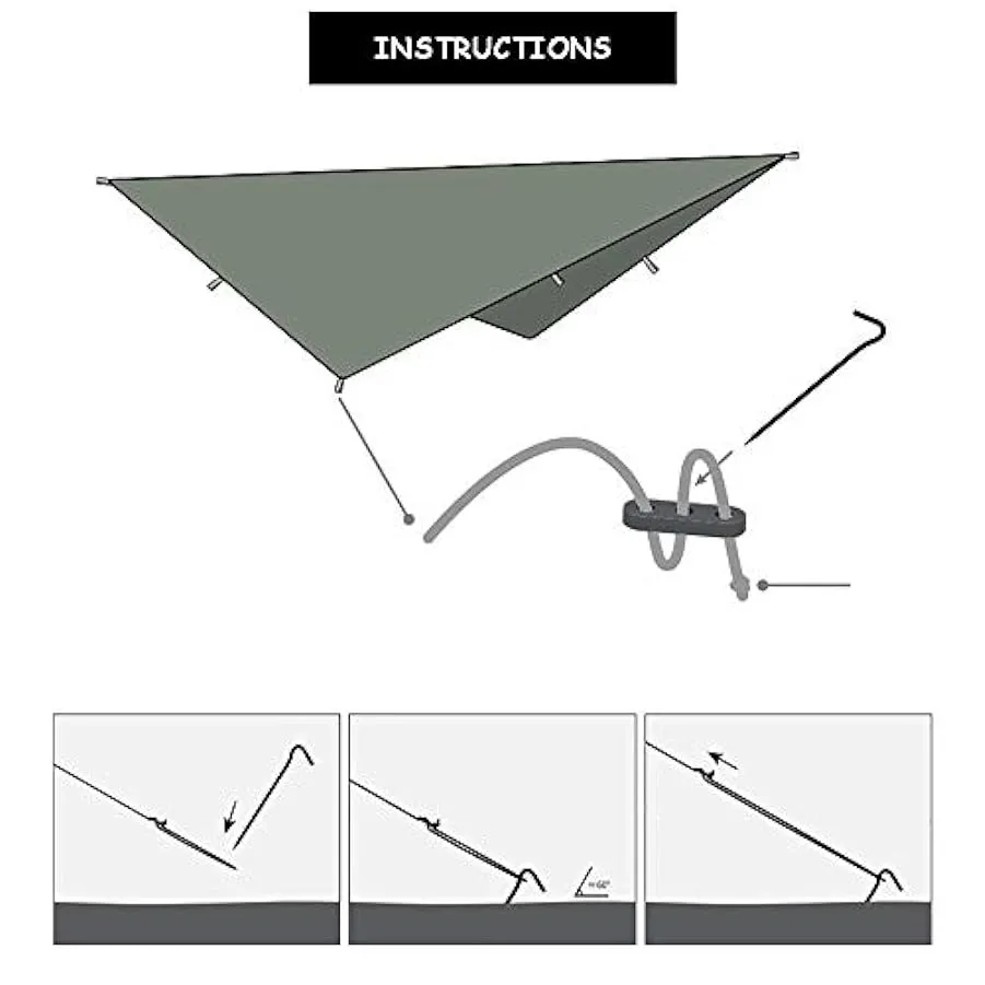 Skyout Amaca Rain Fly Tarp, Rifugio Amaca Leggera Idrorepellente Impermeabile Durevole Portatile e Compatto Inclusa di Pali e pi