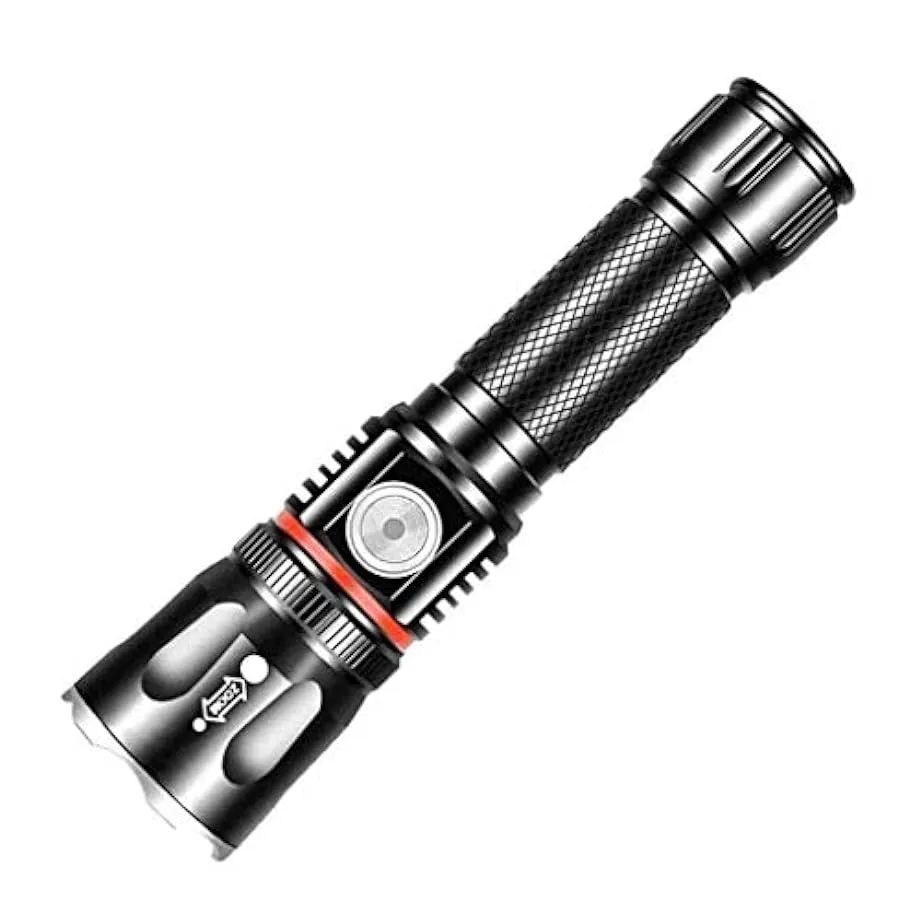 SMSOM Torcia Tattica a LED Ricaricabile (Batteria Inclusa), Torcia elettrica Impermeabile IPX6, LED Super Luminoso, Torcia da Ta