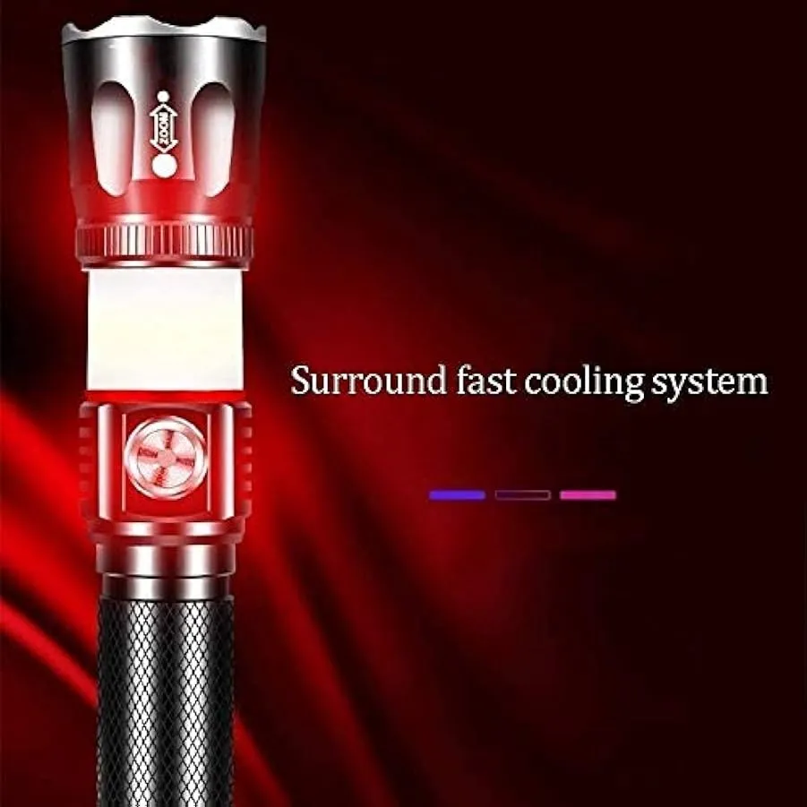 SMSOM Torcia Tattica a LED Ricaricabile (Batteria Inclusa), Torcia elettrica Impermeabile IPX6, LED Super Luminoso, Torcia da Ta