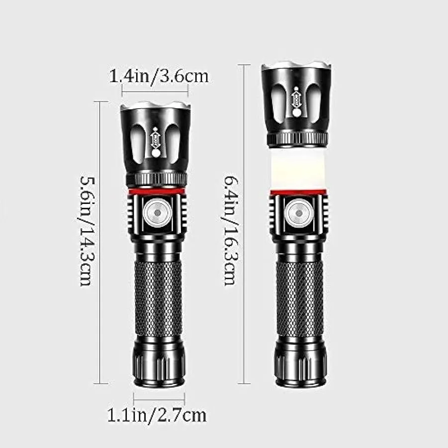 SMSOM Torcia Tattica a LED Ricaricabile (Batteria Inclusa), Torcia elettrica Impermeabile IPX6, LED Super Luminoso, Torcia da Ta