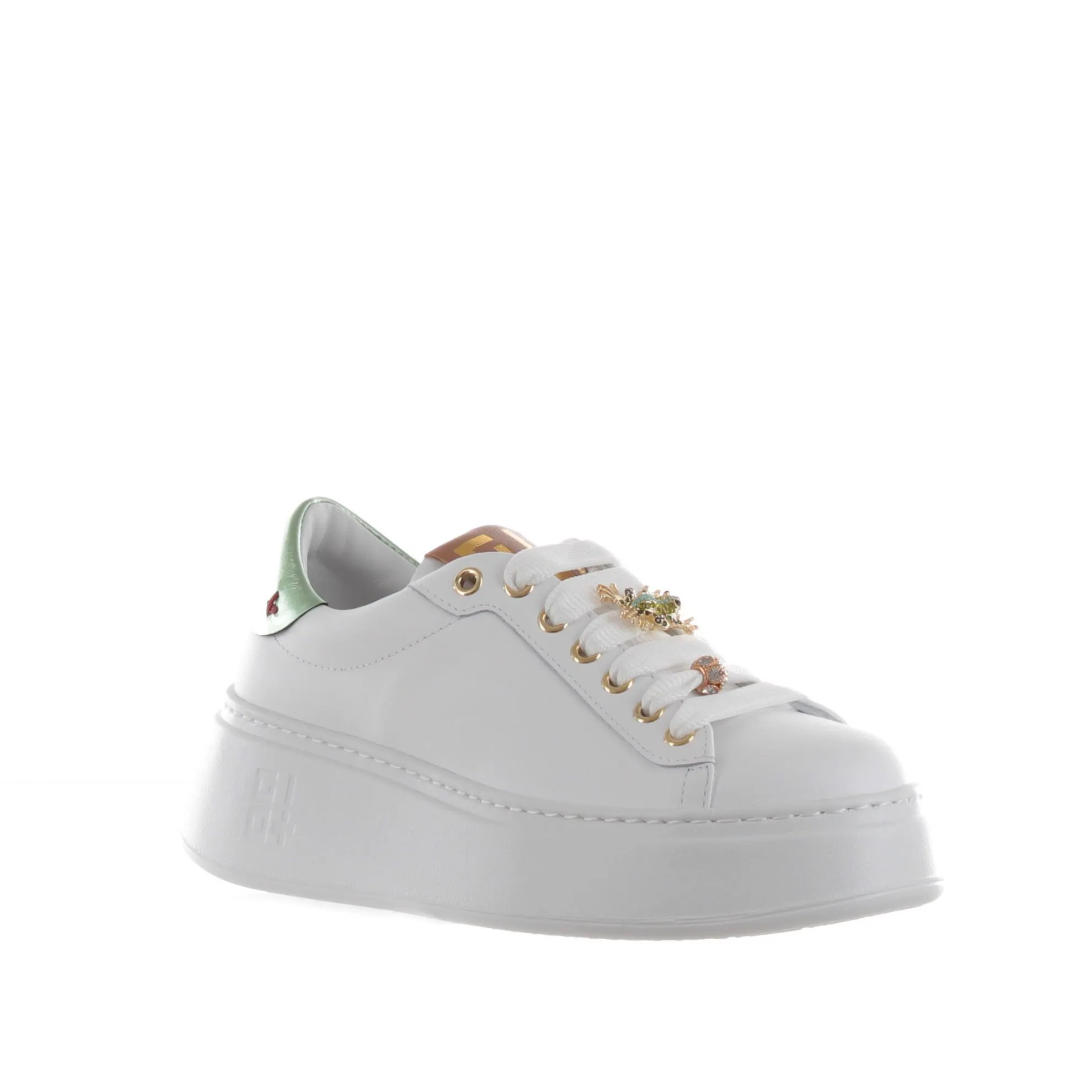 Sneaker in pelle con accessorio gioiello
