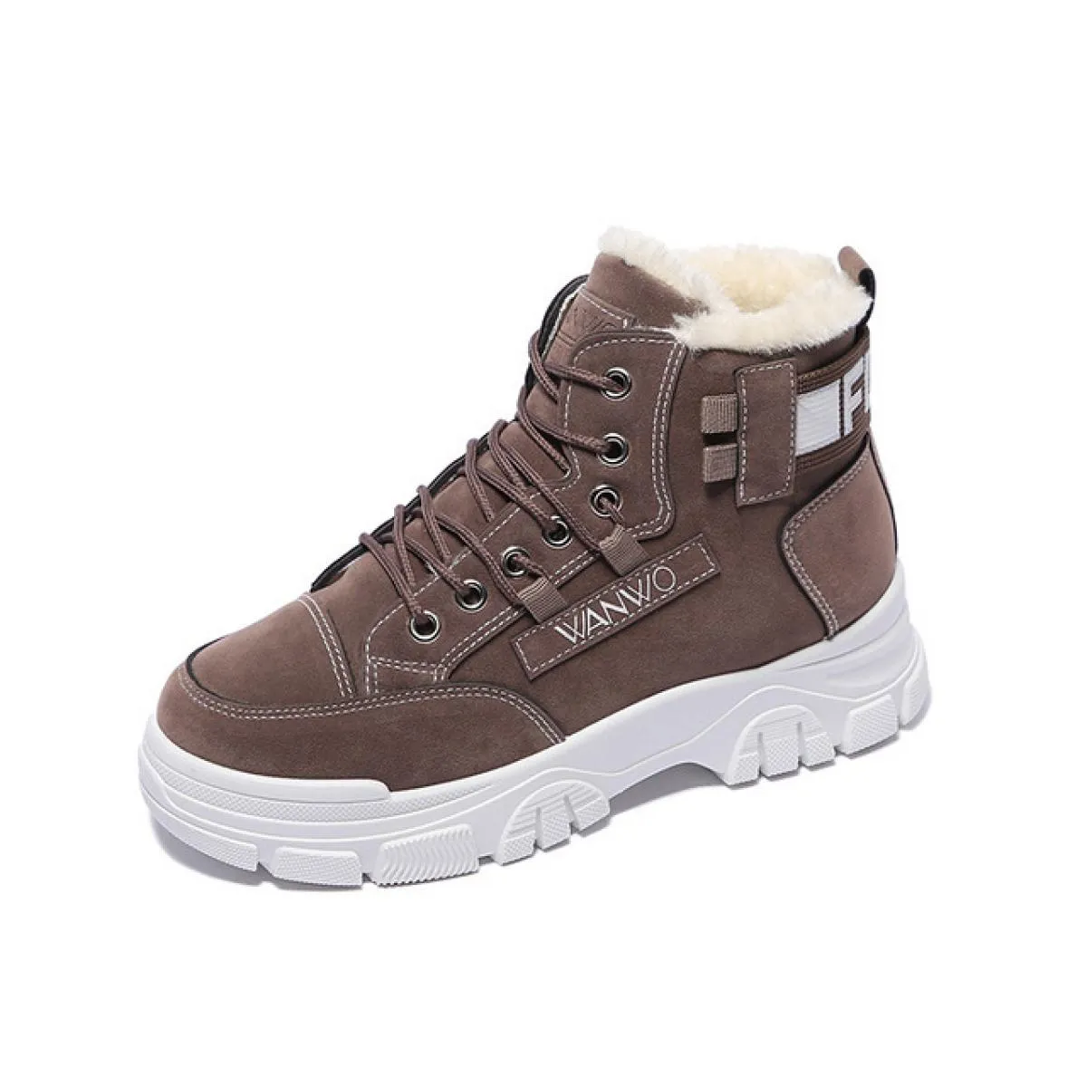 Stivali da neve da donna Sneakers scarpe con plateau suola spessa peluche stivali invernali caldi alla caviglia per donna Botas