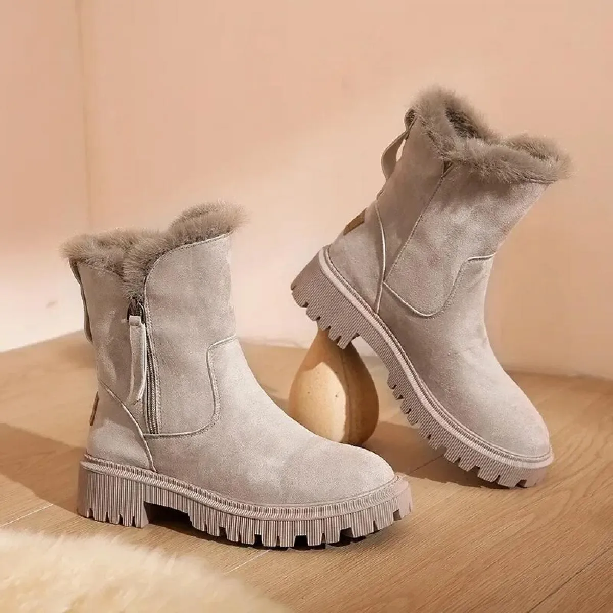 Stivali da neve Donna 2023 Stivali invernali caldi firmati con plateau Gladiatore Antiscivolo Appartamenti corti in peluche Scar