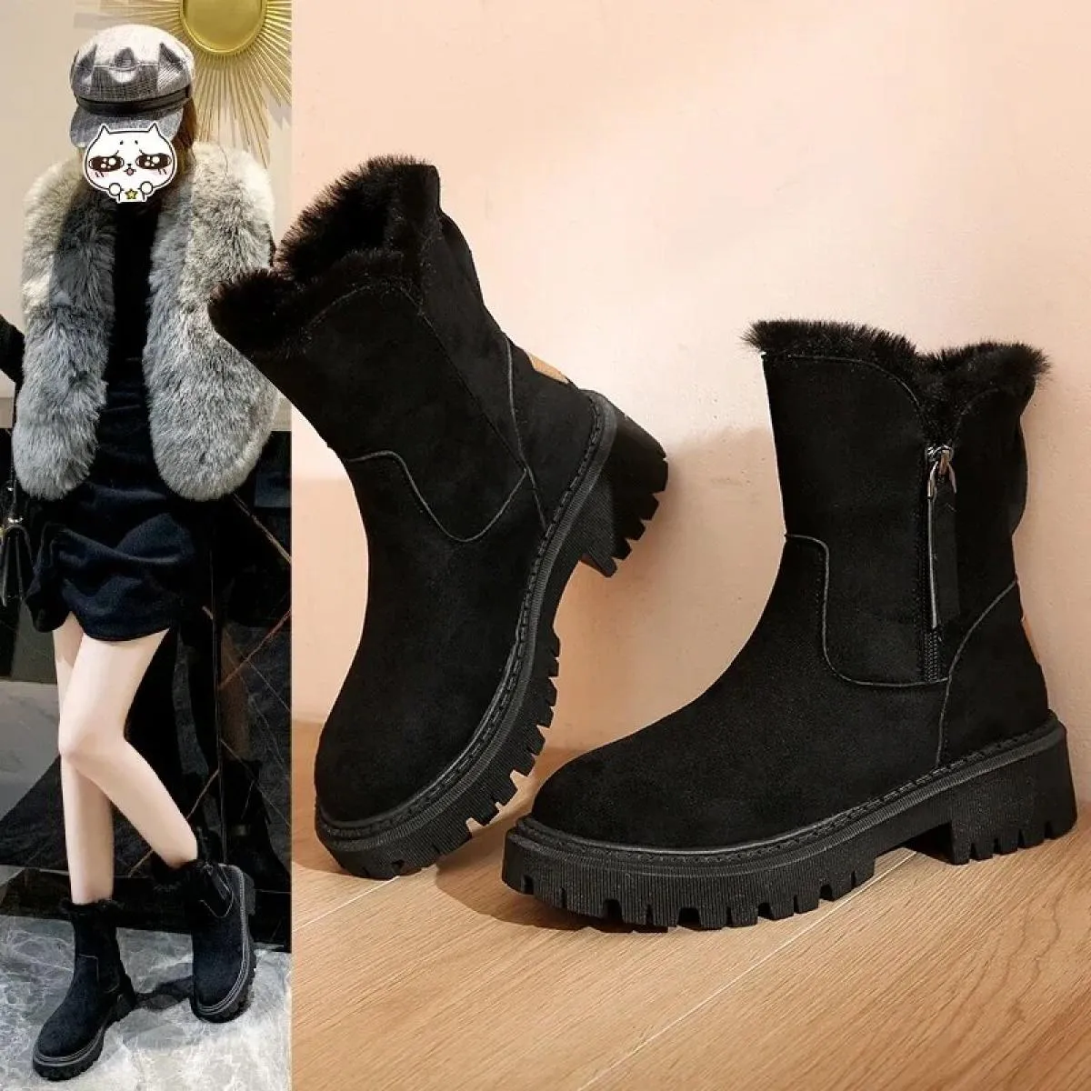 Stivali da neve Donna 2023 Stivali invernali caldi firmati con plateau Gladiatore Antiscivolo Appartamenti corti in peluche Scar