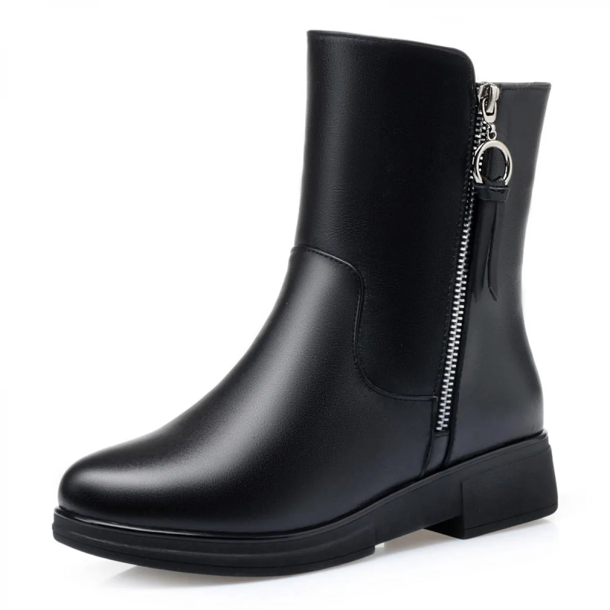 Stivali da neve in peluche caldi di grandi dimensioni casual da donna Stivali invernali in pelle di mucca Scarpe da donna in cot
