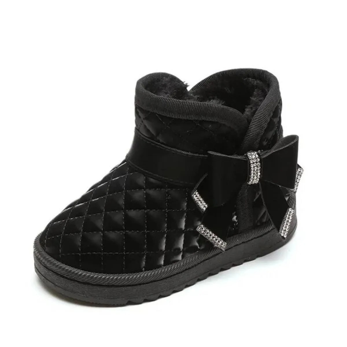Stivali da neve per bambini invernali con fiocco in cristallo Scarpe da principessa per ragazze Stivali per bambini comodi e cal