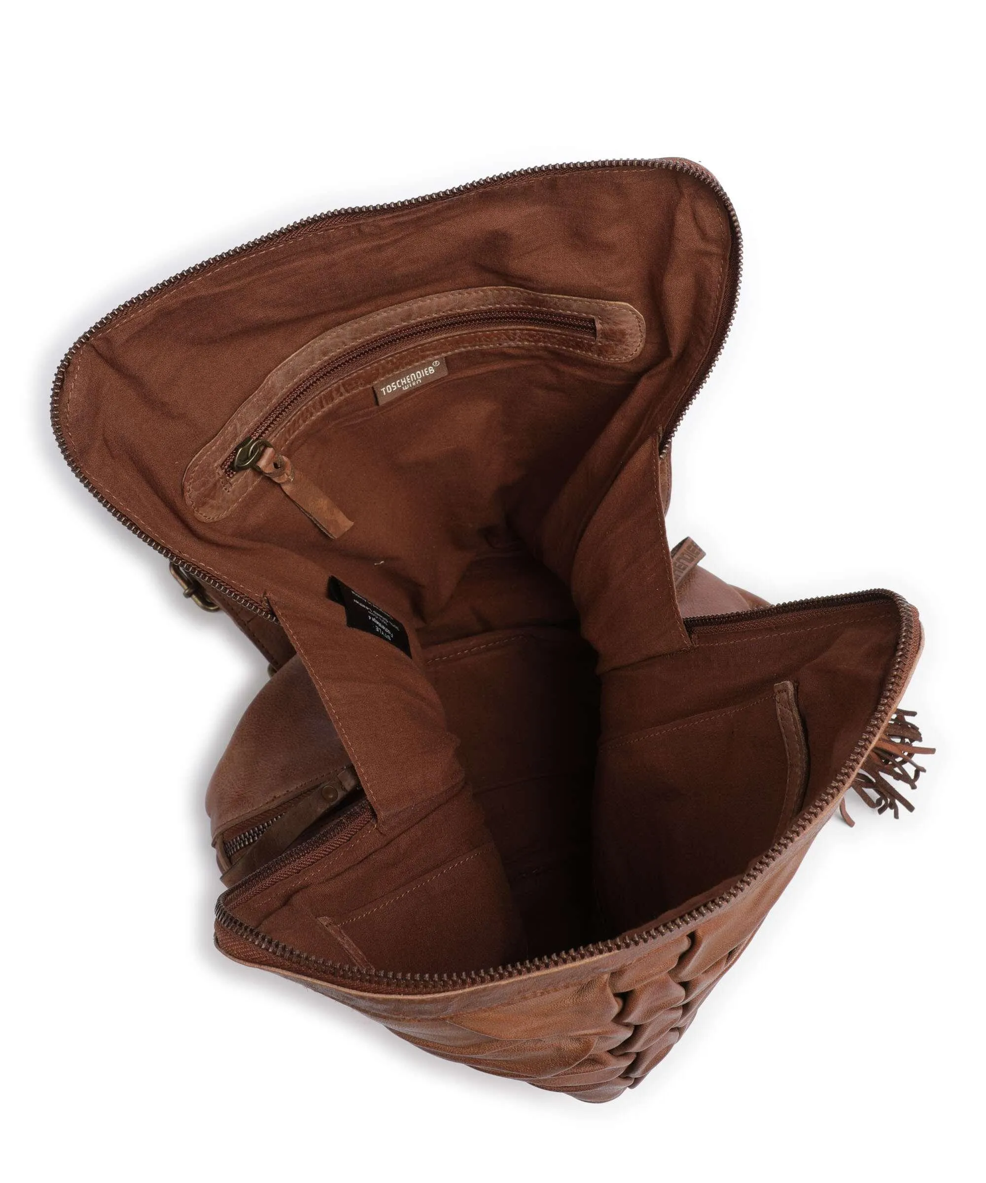  Taschendieb Wien Fischerstiege 4 Borsa a zainetto pelle di vacchetta grana marrone  