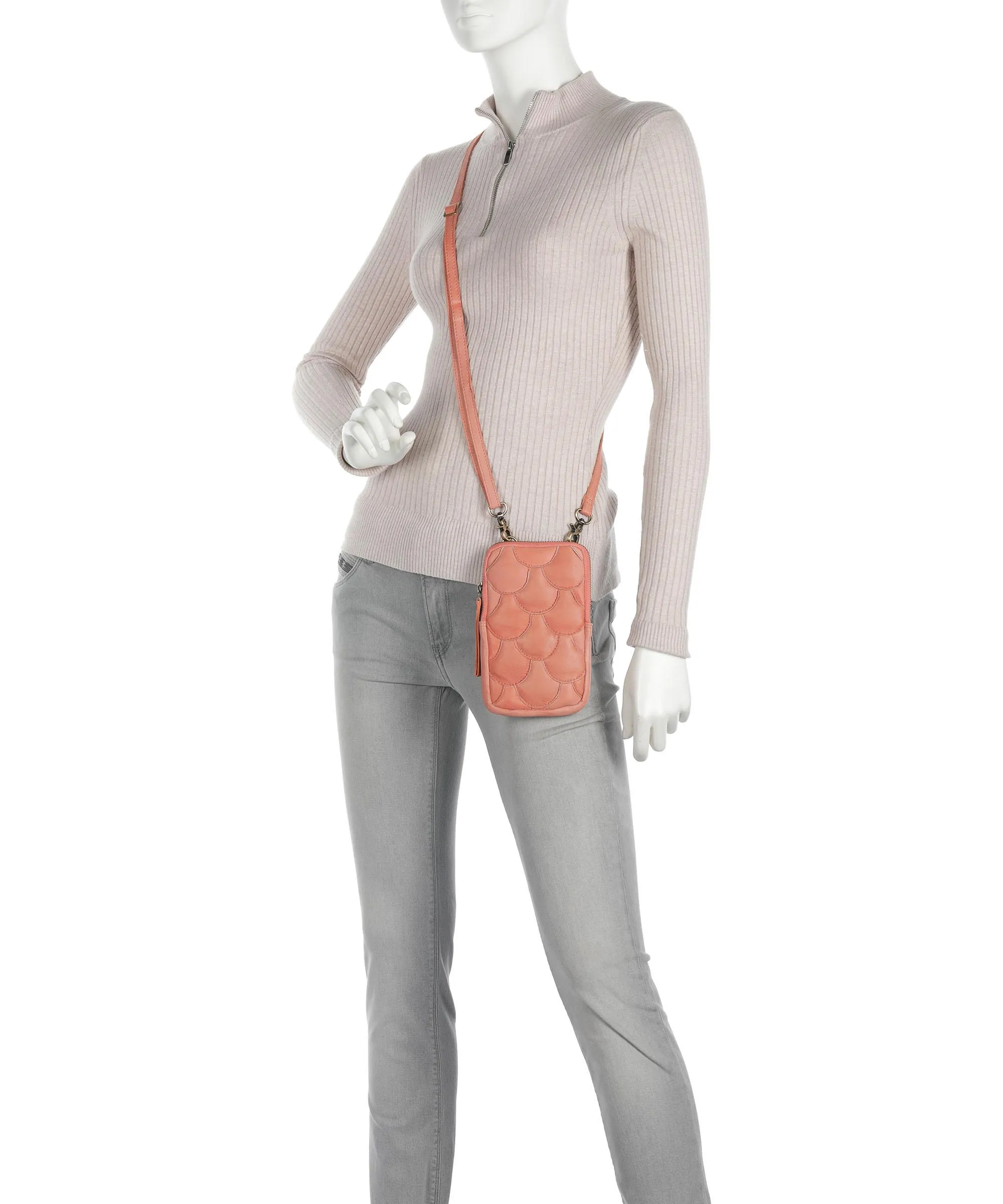  Taschendieb Wien Munchgasse 5 Borsetta porta cellulare pelle di pecora albicocca  