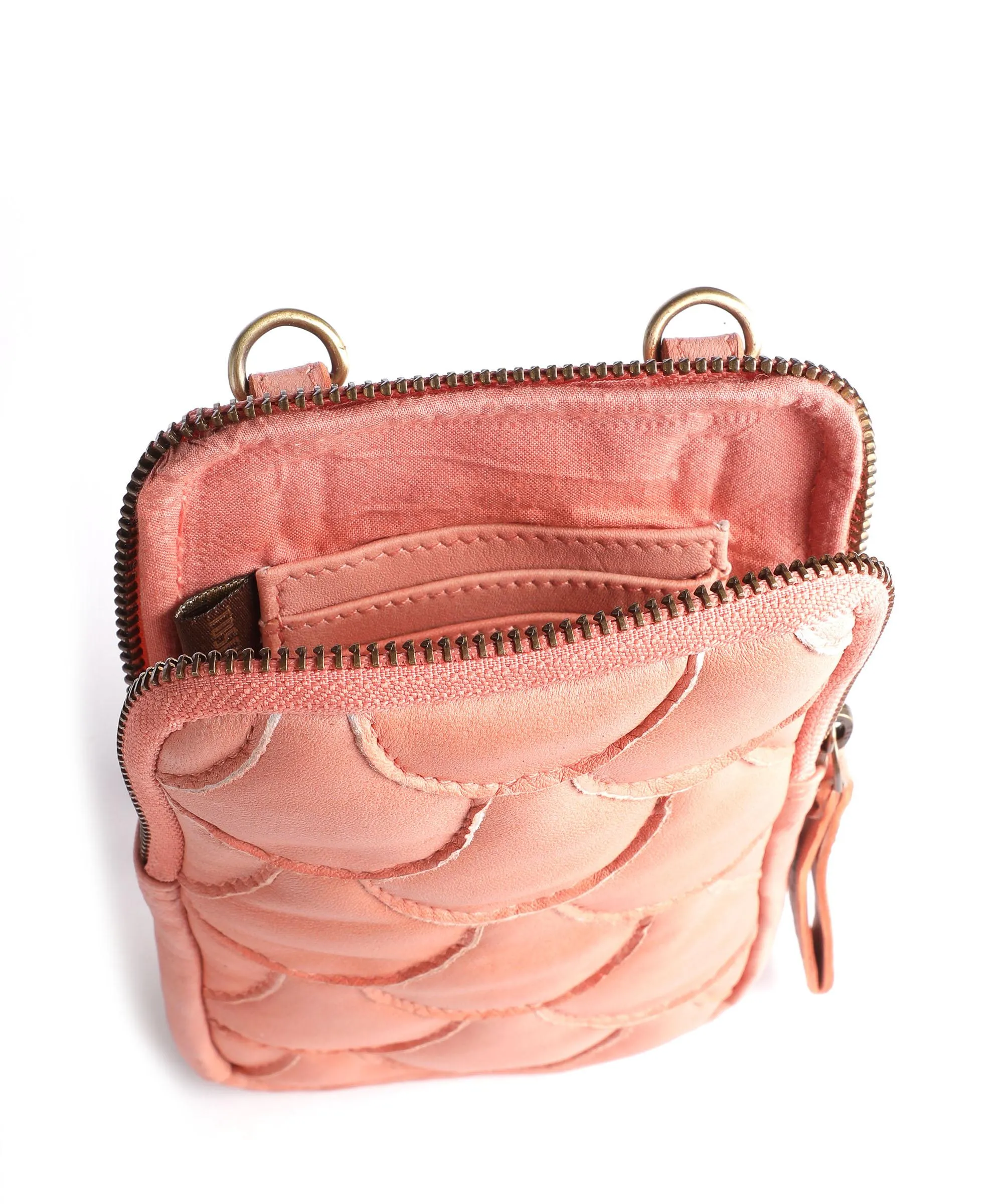 Taschendieb Wien Munchgasse 5 Borsetta porta cellulare pelle di pecora albicocca  